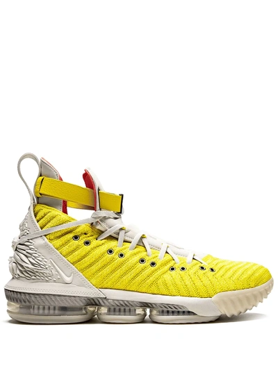 Nike Lebron Xvi Basketball Shoe In Bright Citron/ Light Bone/ Red