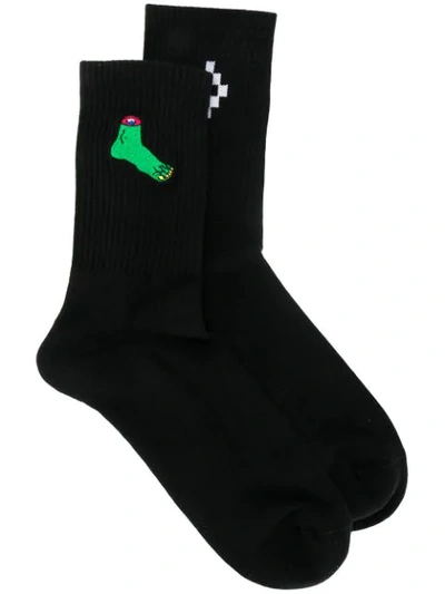 Marcelo Burlon County Of Milan Embroidered Foot Socks - 黑色 In Black