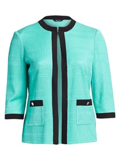 Misook, Plus Size Women's Textured Two-tone Jacket In Laguna Green