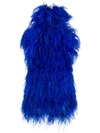 Attico Ostrich Feather Embellished Mini Dress In Blue