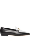 BURBERRY MONOGRAM MOTIF TWO-TONE LEATHER LOAFERS