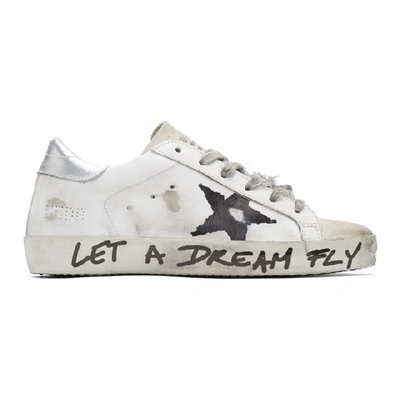 Golden Goose Superstar Distressed Printed Leather Trainers In White
