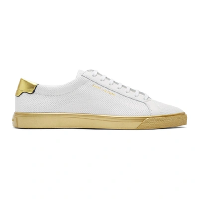 Saint Laurent Andy Sneaker Andy Leather Sneaker In White,gold