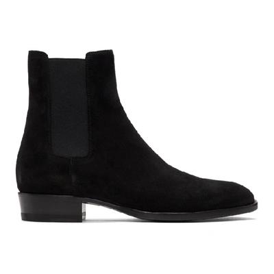 Saint Laurent Black Suede Wyatt Chelsea Boots