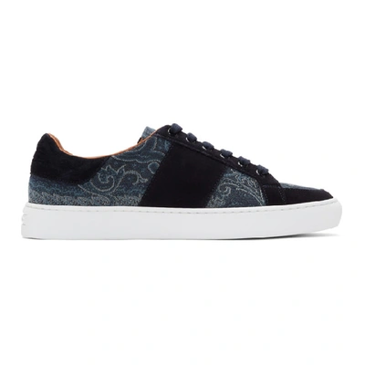 Etro Navy Paisley Sneakers In 200 Blue