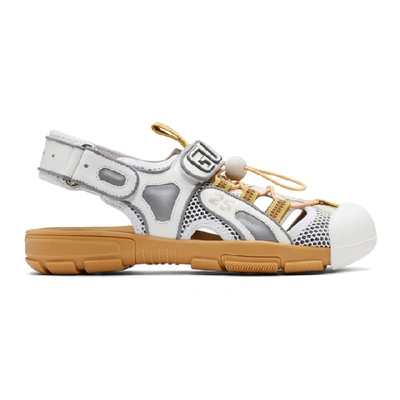 Gucci Men's Leather And Mesh Sandal In White