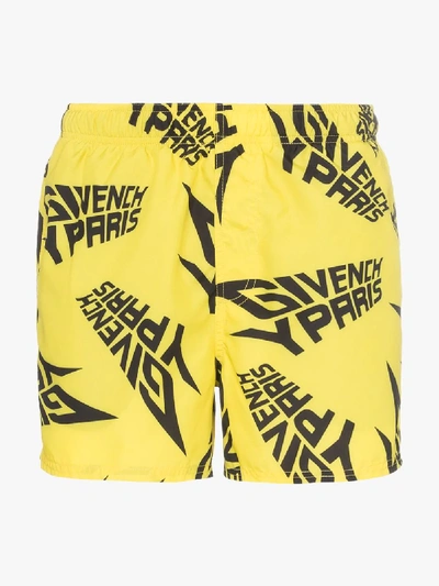 Givenchy Logo Print Swim Shorts - 黄色 In Yellow