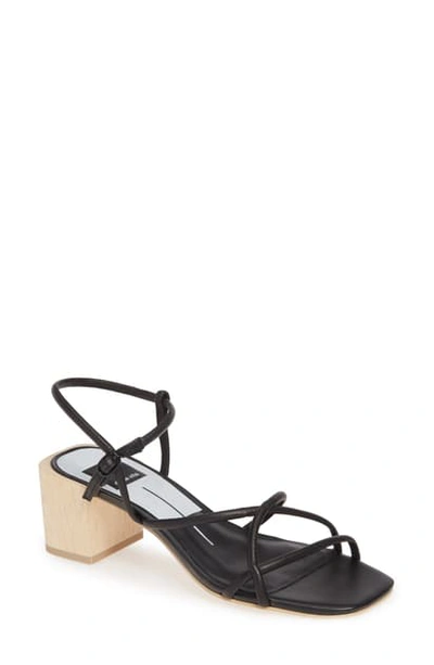 Dolce Vita Women's Zayla Wooden Block Heel Sandals In Black Leather