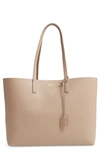 Saint Laurent East West Medium Leather Tote Bag In Dusty Grey