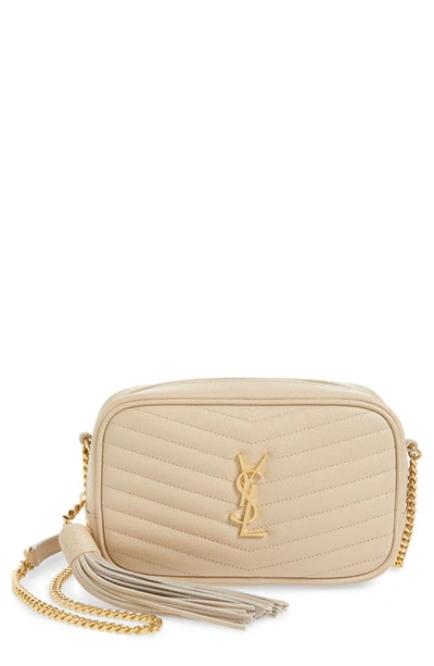 Saint Laurent Mini Lou Quilted Leather Crossbody Bag In New Powder