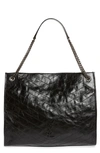 Saint Laurent Large Niki Calfskin Leather Shopper In Noir