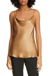 Nili Lotan Gemma Draped Silk-satin Camisole In Ginger