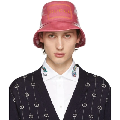 Gucci Pink Logo Print Bucket Hat