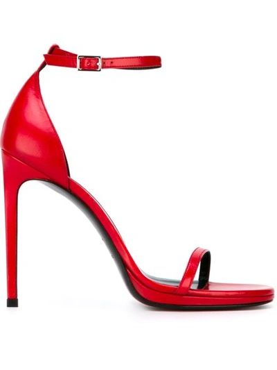 Saint Laurent Classic Jane Ankle Strap 110 Sandal In Red Leather