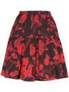 Valentino Gestufter Minirock Mit Blumen In Red