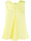 Blanca Sleeveless Flared Top In Yellow