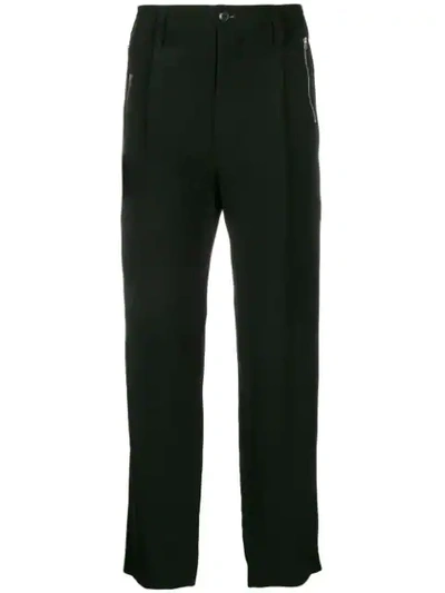 Yohji Yamamoto Cropped Straight-leg Trousers In Black