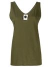 BASSIKE BASSIKE PLUNGING NECK TANK TOP - GREEN