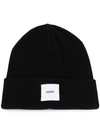 Oamc Black Fine-knit Wool Beanie In Black