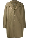 Helmut Lang Detachable Hood Raincoat In Green