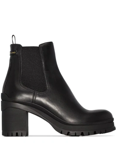 Prada 55 Leather Chelsea Boots In Black
