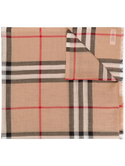 Burberry Long Length Checked Scarf - Brown
