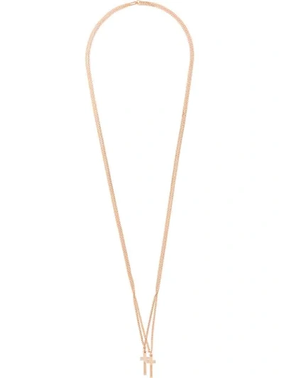Dsquared2 Double Metallic Cross Jesus Necklace In Gold