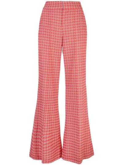 Alice And Olivia Dylan High Waist Wide Leg Trousers In Heart Flower Cherry