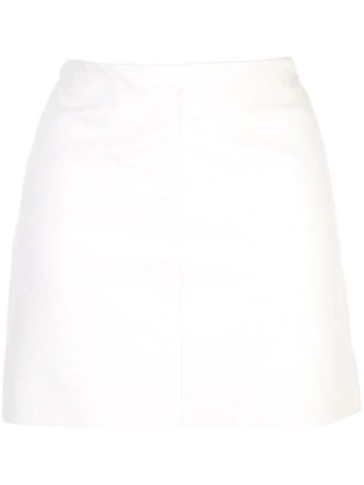 Alice And Olivia Elana Leather Mini Skirt In Off White