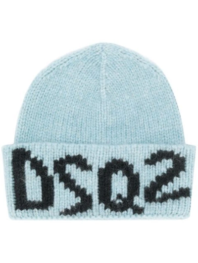 Dsquared2 Logo Knit Beanie - 蓝色 In Blue