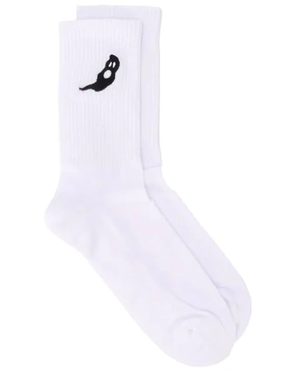 Marcelo Burlon County Of Milan Embroidered Ghost Socks - 白色 In 0110 White Black