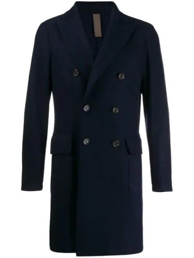 Eleventy Double-breasted Fitted Coat In Blue