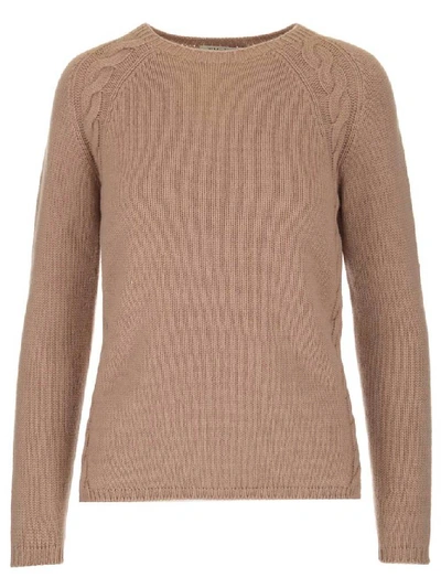 Max Mara 's  Crewneck Cable Knit Pullover In Pink