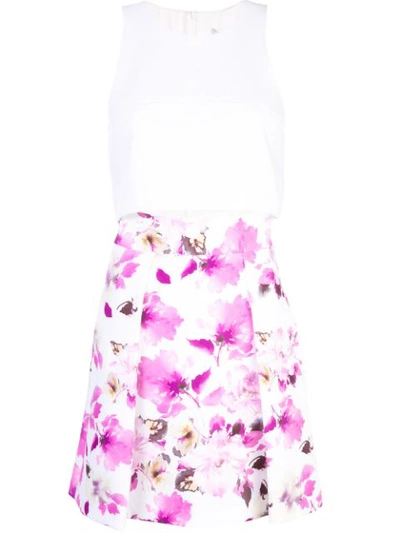 Black Halo Faded Floral Print Skirt - White