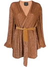 Retroféte Retrofete Gabrielle Sequin Wrap Short Dress In Bronze