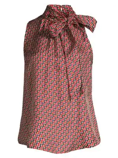 Joie Pascale Geometric Tie Neck Blouse In Big Apple