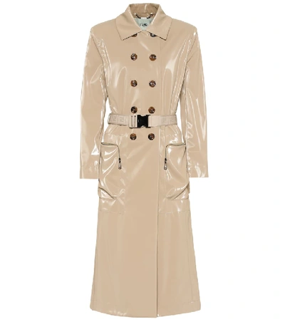 Fendi Double-breasted Coated Tech Trench Coat In Beige