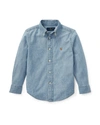 Polo Ralph Lauren Boy's Woven Chambray Shirt In Light Blue