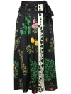 OSCAR DE LA RENTA FLORAL PRINT PLEATED MIDI SKIRT