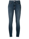 Mother The Looker Ankle Fray Jeans In Blue