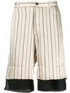 ANN DEMEULEMEESTER ANN DEMEULEMEESTER STRIPED BERMUDA SHORTS - NEUTRALS