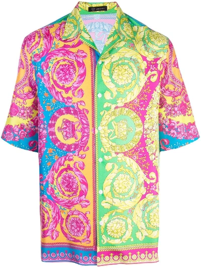 Versace Baroque-print Relaxed-fit Silk-twill Shirt In Multicolour
