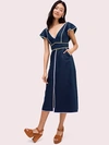 KATE SPADE linen contrast trim dress,716454550656