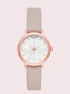 KATE SPADE ROSEBANK SCALLOP TAUPE LEATHER WATCH,ONE SIZE