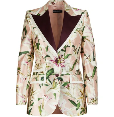 Dolce & Gabbana Single-breasted Floral-print Shantung Blazer