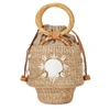 ARANAZ Alana shell-appliquéd raffia bucket bag