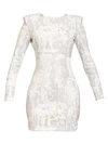 BALMAIN Long-Sleeve Pastel Stud Mini Dress