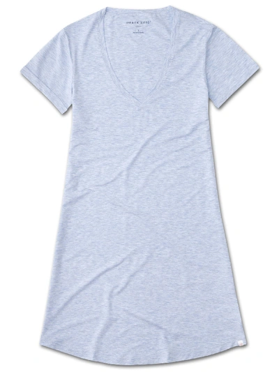 Derek Rose Women's V-neck Sleep T-shirt Ethan Micro Modal Stretch Blue
