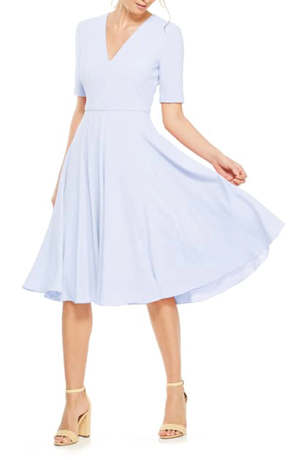 Gal Meets Glam Collection Edith City Crepe Fit Flare Midi Dress