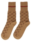 Gucci Gg Cotton Socks With Web In Brown